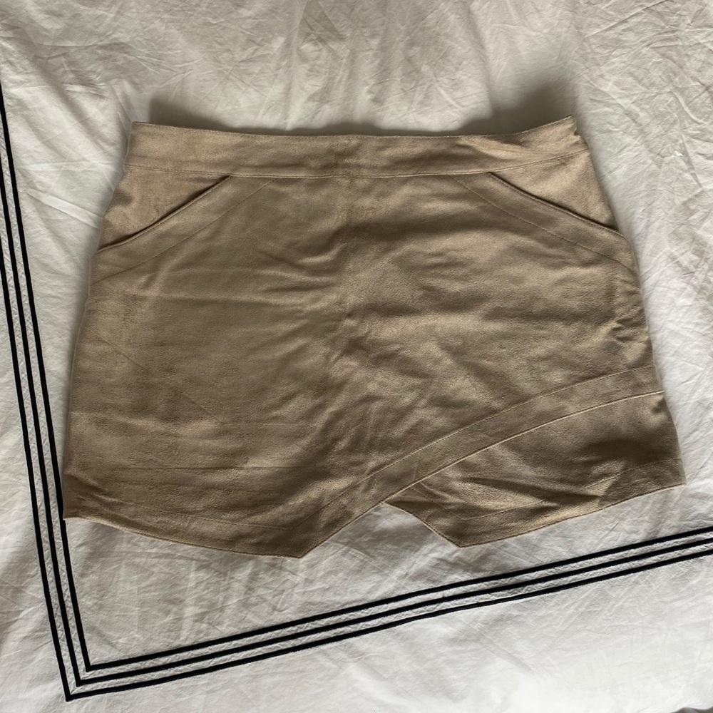 Envelope mini suede skirt